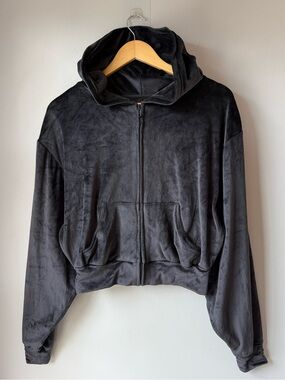 SKIMS Onyx Velour Jacket Zip Up Hoodie XL